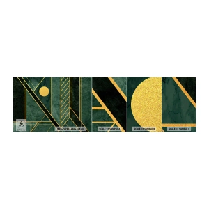 Fototapeten Muster Selbstklebend Deluxe Sticker - Dynamik von Gold und Azurblau - Abstraktion, Stück, Geometrisches Muster - 100x30 cm