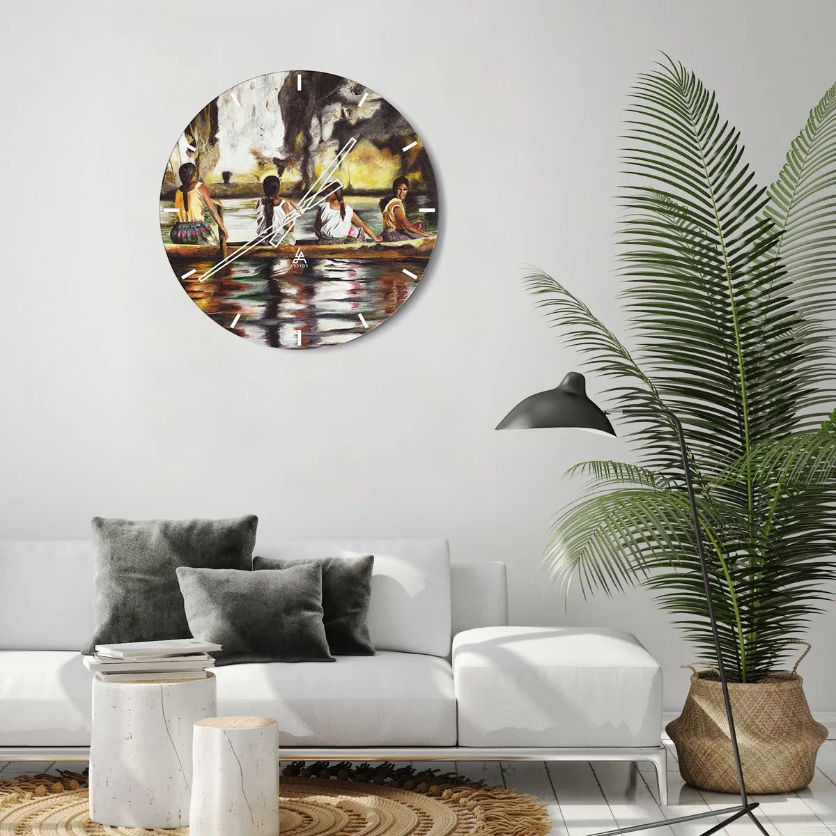 Wanduhr - Glasuhr - In einem polynesischen Paradies - 40x40 cm