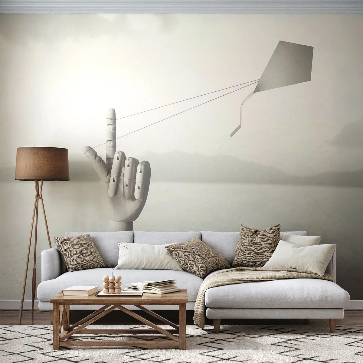 Fototapete Premium Sand - Kraftprobe - Abstraktion, Hand, Drachen - 350x256 cm