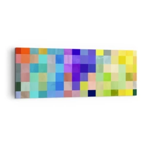 Bild auf Leinwand - Leinwandbild - Ein buntes Mosaik aus Quadraten in verschiedenen Farben - 140x50cm - Alle anderen, alle gleich - Moderne Wanddekoration für Wohnzimmer und Schlafzimmer ARTTOR