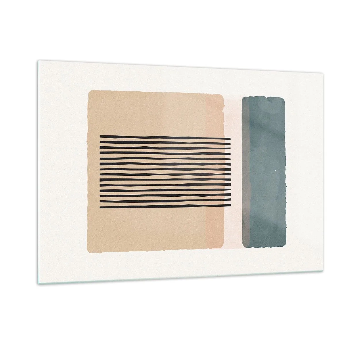 Glasbild - Bild auf glas - Geometrische Komposition mit Streifen und Farbblöcken - 120x80cm - Alles ist in Ordnung - Moderne Wanddekoration für Wohnzimmer und Schlafzimmer ARTTOR