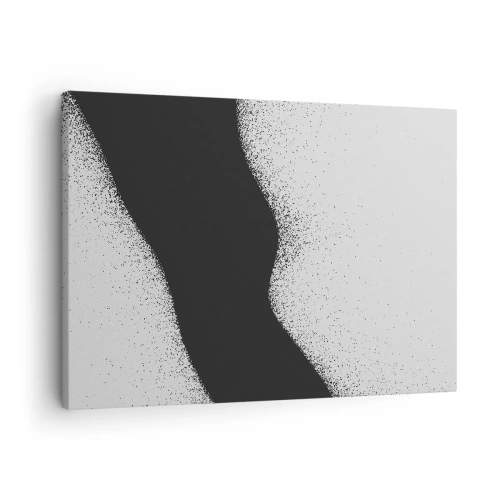 Bild auf Leinwand - Leinwandbild - Abstraktes schwarz-weißes Muster mit zarten Punkten auf Leinwand - 70x50cm - Flüssiges Gleichgewicht - Moderne Wanddekoration für Wohnzimmer und Schlafzimmer ARTTOR