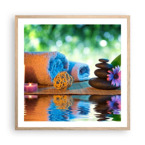 Poster in einem Rahmen aus heller Eiche - Zeit für den Körper - 60x60 cm