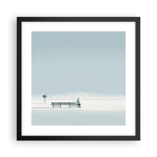 Poster in einem schwarzem Rahmen - Ja, ich warte. - 40x40 cm