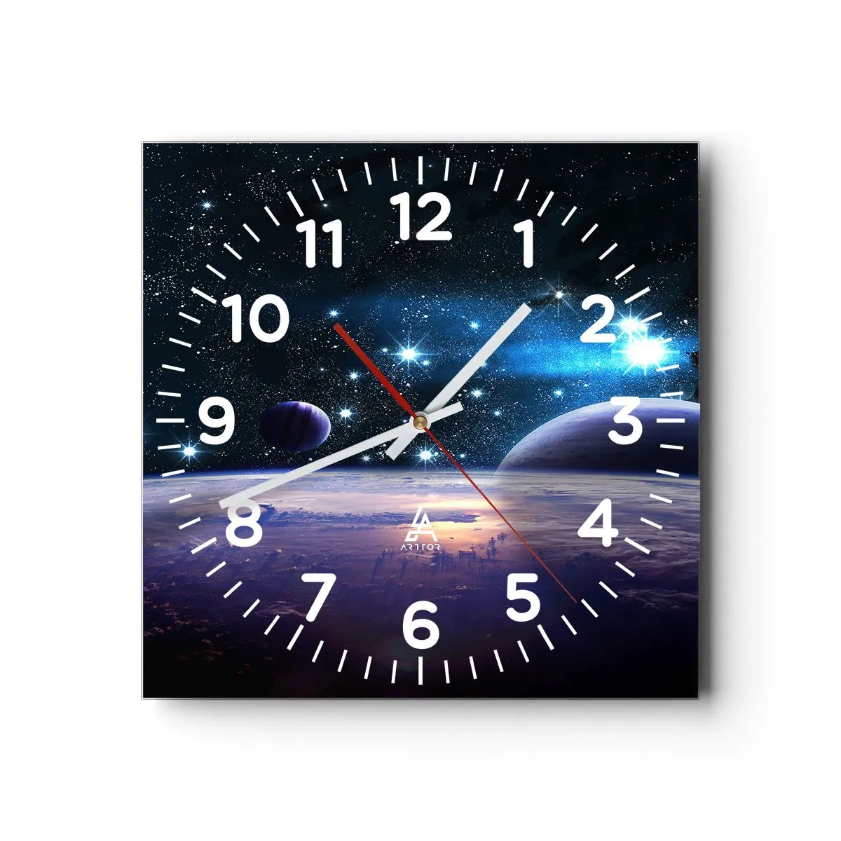 Wanduhr - Glasuhr - Noch allein? - 40x40 cm