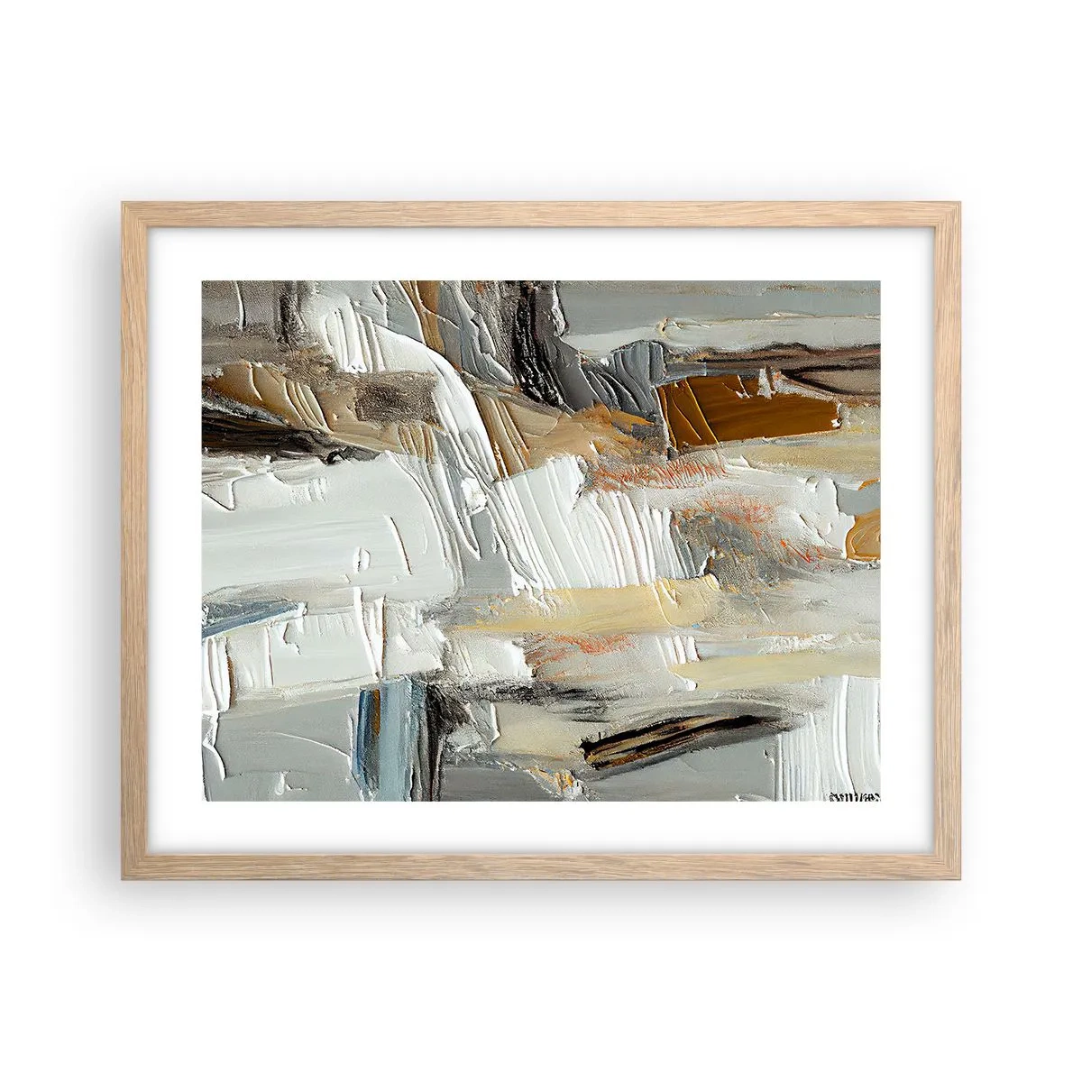 Poster in einem Rahmen aus heller Eiche - Bunte Schichten - 50x40 cm