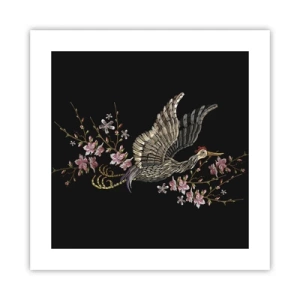 Poster - Exotischer gestickter Vogel - 40x40 cm