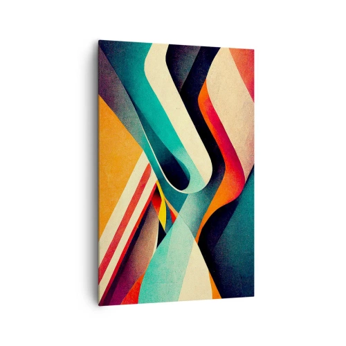 Bild auf Leinwand - Leinwandbild - Bunte abstrakte Wellen in einer dynamischen Komposition - 80x120cm - Intensive Komposition - Moderne Wanddekoration für Wohnzimmer und Schlafzimmer ARTTOR