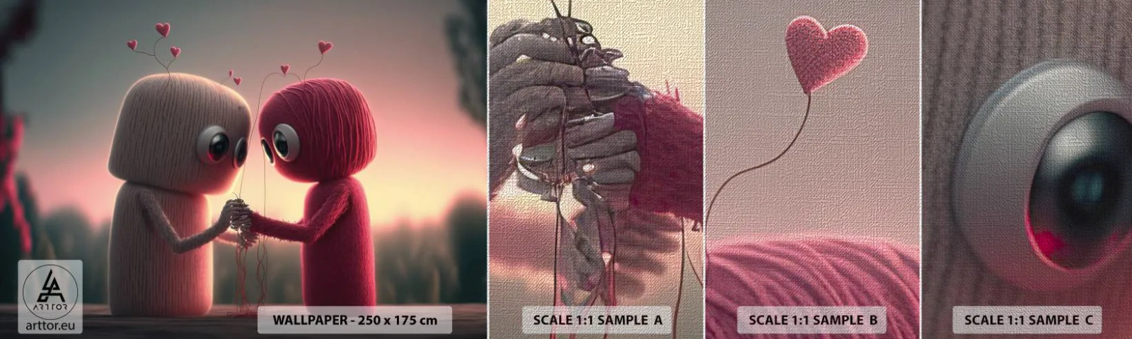 Fototapeten Muster Premium Canvas - Jeder darf lieben - Wolle, Kinder, Liebe - 100x30 cm