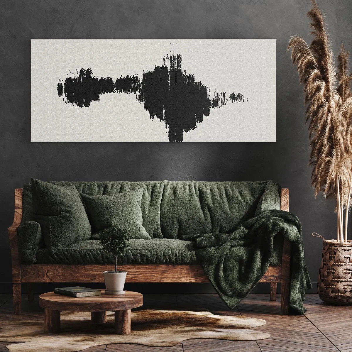 Bild auf Leinwand - Leinwandbild - Ein abstraktes Motiv, das einer Schallwelle im minimalistischen Stil ähnelt. - 140x50cm - Schwingungen der Fantasie - Moderne Wanddekoration für Wohnzimmer und Schlafzimmer ARTTOR