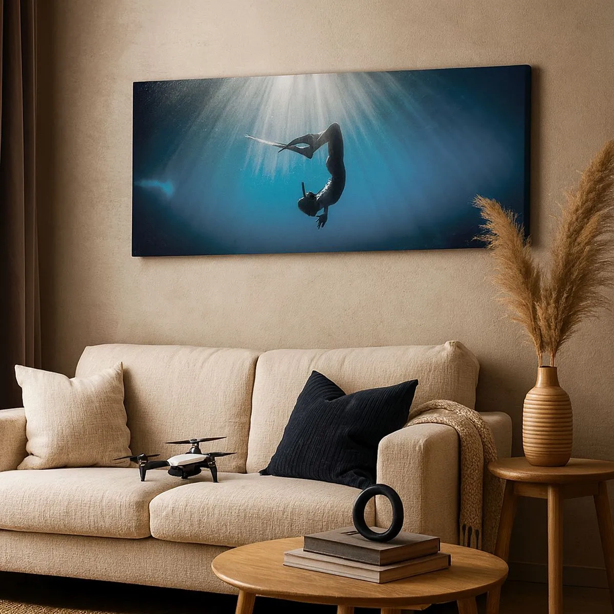 Bild auf Leinwand - Leinwandbild - Tanz unter Wasser - 100x40 cm