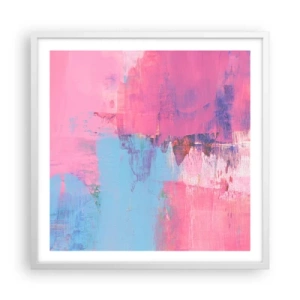 Poster in einem weißen Rahmen - Rosa, Blau und eine Prise Licht - 60x60 cm
