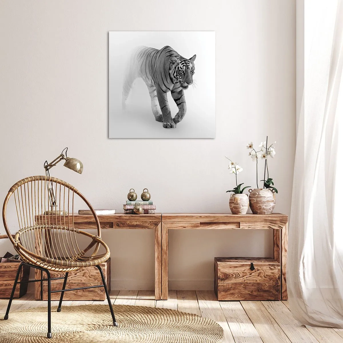 Bild auf Leinwand - Leinwandbild - Im Nebel gelauert - 70x70 cm