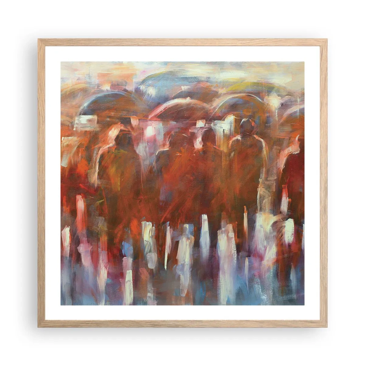 Poster in einem Rahmen aus heller Eiche - Auch bei Regen und Nebel - 60x60 cm