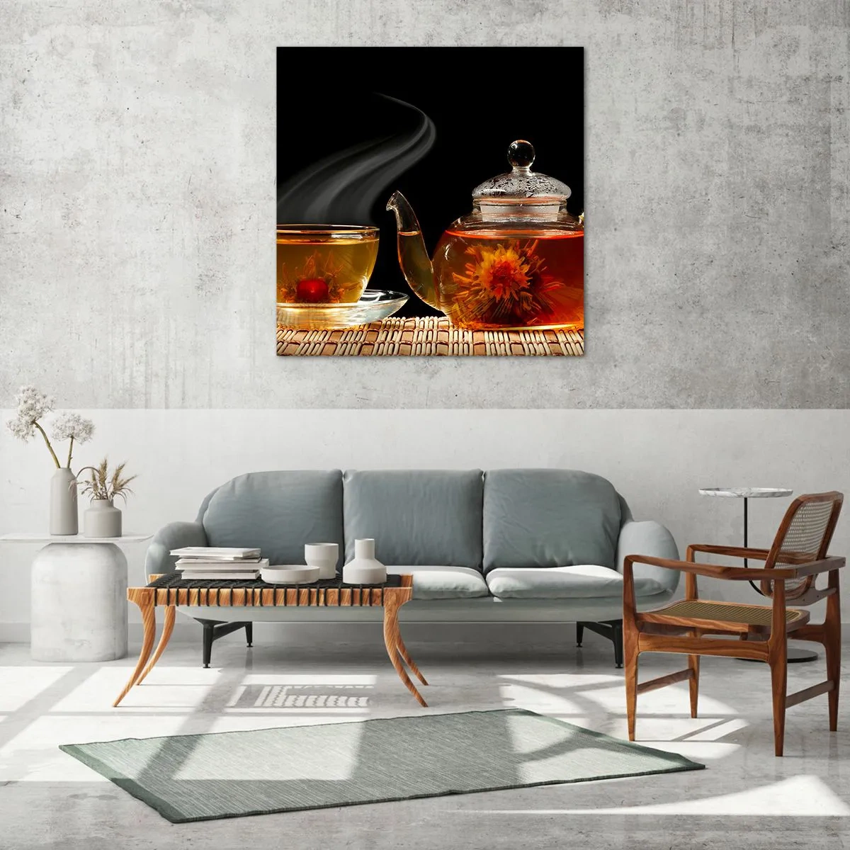 Glasbild - Bild auf glas - Die Magie und Kunst des Teezubereitens - 60x60 cm