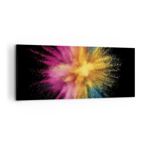 Bild auf Leinwand - Leinwandbild - Bunte Pulverexplosion auf schwarzem Hintergrund - 120x50cm - Die Geburt der Farben - Moderne Wanddekoration für Wohnzimmer und Schlafzimmer ARTTOR