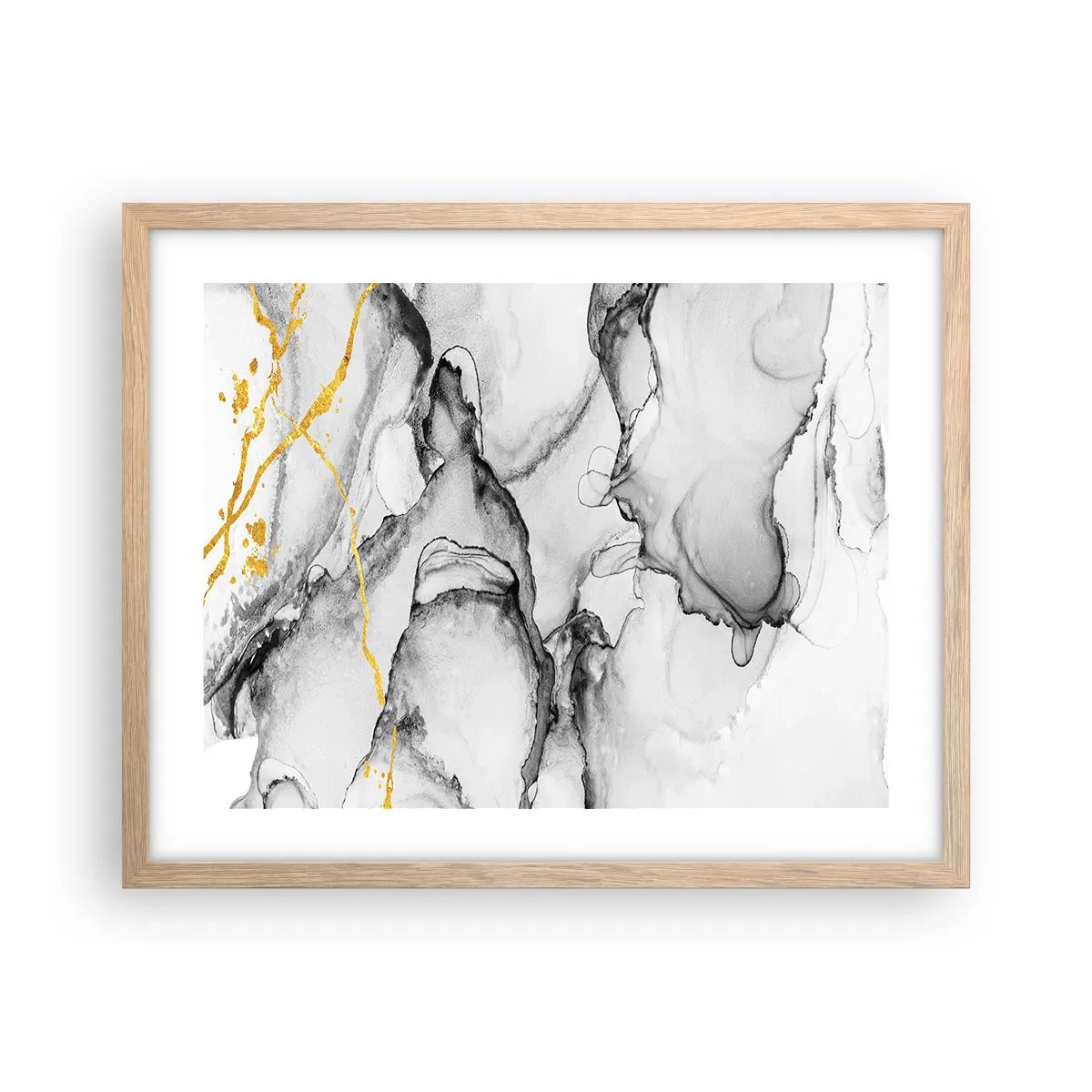 Poster in einem Rahmen aus heller Eiche - Komposition mit Goldmotiv - 50x40 cm