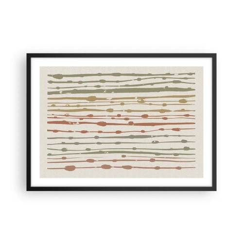 Poster in einem schwarzem Rahmen - Ein Linienmuster in warmen Farbtönen auf hellem Hintergrund - 70x50cm - Musikalische Notation von Farben - Moderne Wanddekoration für Wohnzimmer und Schlafzimmer ARTTOR