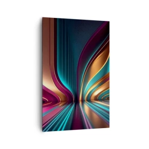 Bild auf Leinwand - Leinwandbild - Futuristische Abstraktion mit intensiven Farben und Kurven - 80x120cm - Architektur des Lichts - Moderne Wanddekoration für Wohnzimmer und Schlafzimmer ARTTOR