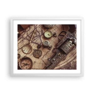 Poster in einem weißen Rahmen - Das Abenteuer ruft - 50x40 cm