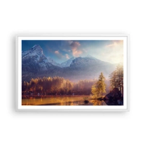 Poster in einem weißen Rahmen - In den Bergen und Tälern - 91x61 cm