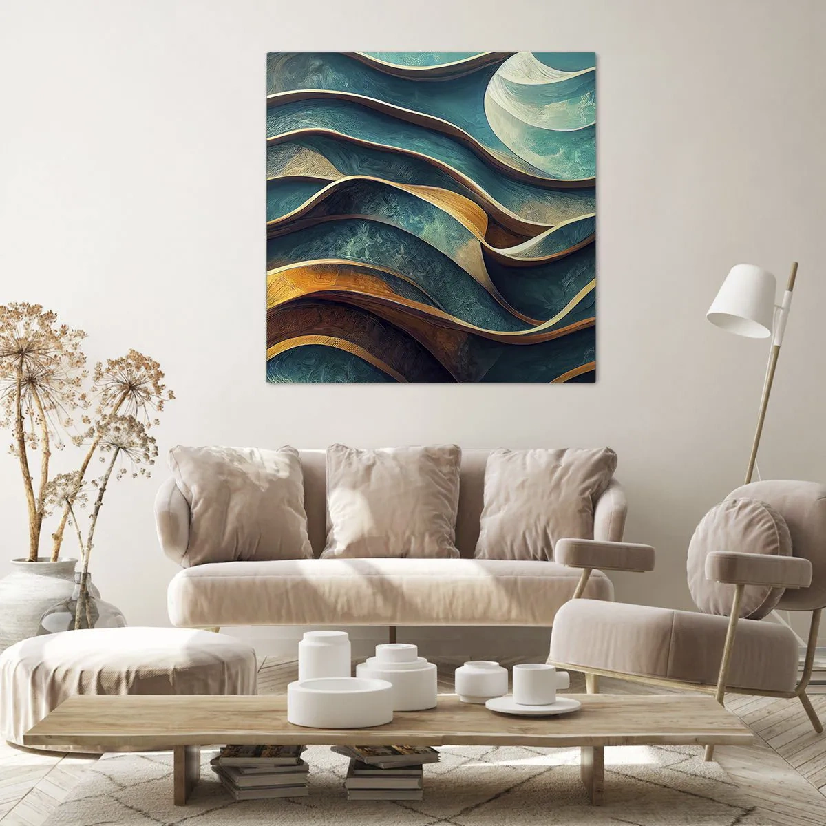 Bild auf Leinwand - Leinwandbild - Blaue Mäander - 30x30 cm