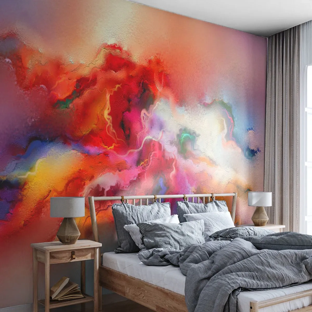 Fototapete Premium Sand - Energetische Abstraktion in intensiven Farben - 100x70cm - Wie man Träume fängt - rauchen - Moderne Wanddekoration für Wohnzimmer und Schlafzimmer ARTTOR