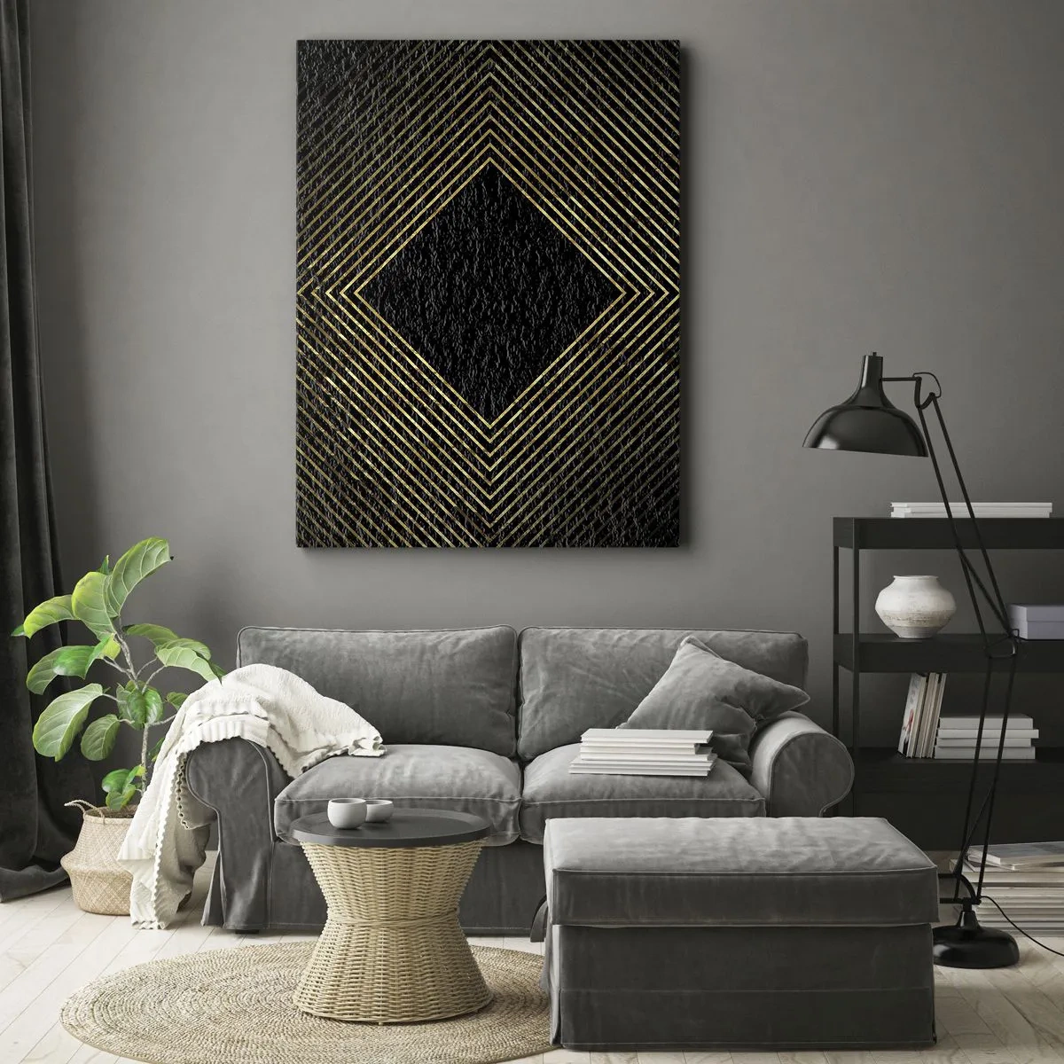 Bild auf Leinwand - Leinwandbild - Geometrie im glamourösen Stil - 65x120 cm