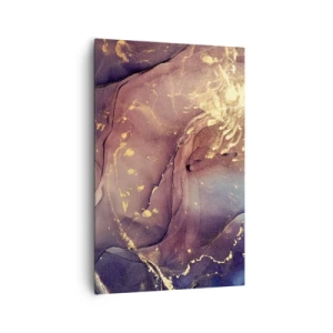 Bild auf Leinwand - Leinwandbild - Abstrakte Komposition mit Gold- und Lilatönen - 80x120cm - Materie und Geist - Moderne Wanddekoration für Wohnzimmer und Schlafzimmer ARTTOR