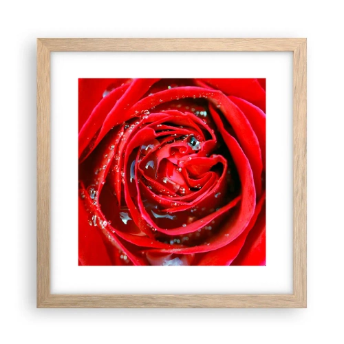 Poster in einem Rahmen aus heller Eiche - In den Tautropfen - 30x30 cm