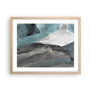 Poster in einem Rahmen aus heller Eiche - Abstraktion: Felsen und Eis - 50x40 cm