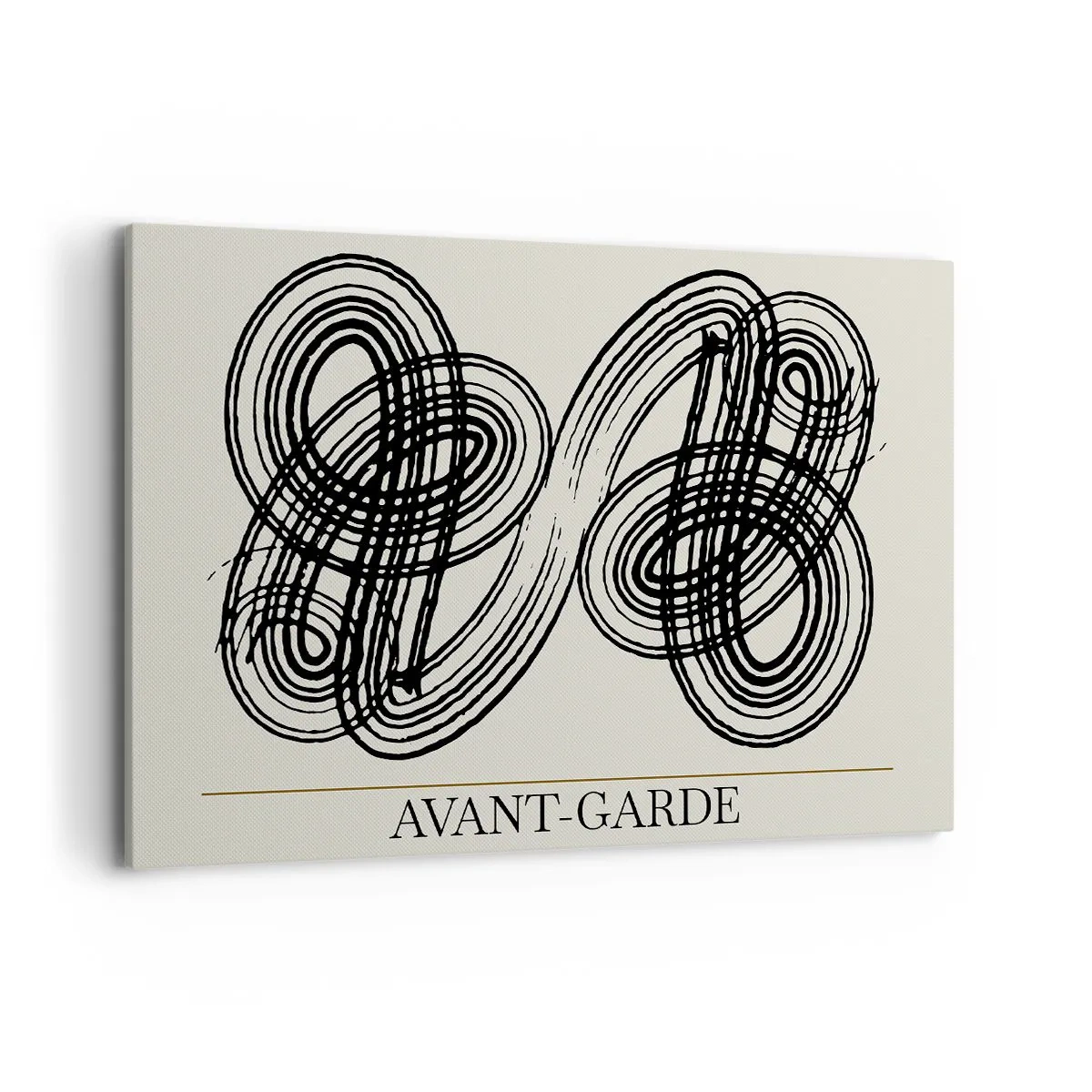 Bild auf Leinwand - Leinwandbild - Abstrakte schwarze Linien auf hellem Hintergrund im Avantgarde-Stil. - 120x80cm - Es kam spontan heraus - Moderne Wanddekoration für Wohnzimmer und Schlafzimmer ARTTOR