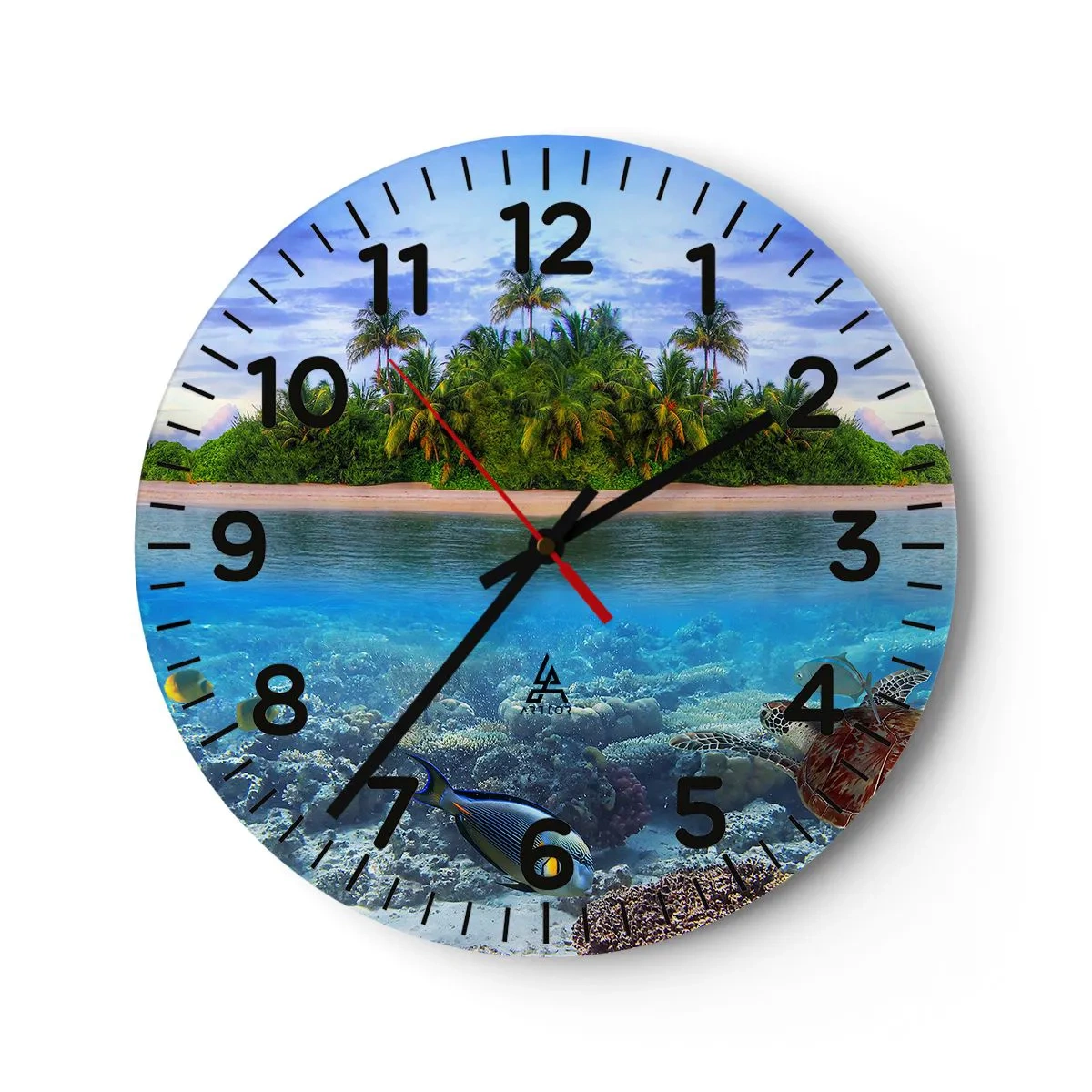 Wanduhr - Glasuhr - Heavenly Island lädt dich ein - 40x40 cm