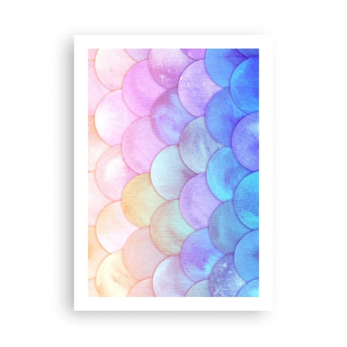Poster - Eine Pastellkomposition, die Schuppen in Regenbogenfarben ähnelt - 50x70cm - Perlenschuppe - Moderne Wanddekoration für Wohnzimmer und Schlafzimmer ARTTOR