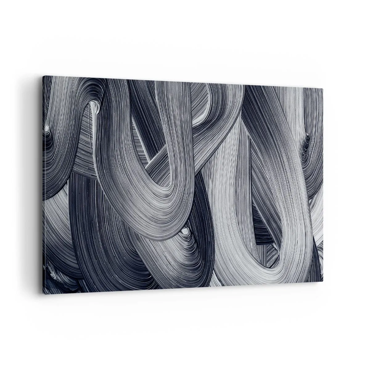 Bild auf Leinwand - Leinwandbild - Schwarz-Weiß-Abstraktion mit dynamischen Pinselstrichen. - 120x80cm - Die Fließfähigkeit der Realität - Moderne Wanddekoration für Wohnzimmer und Schlafzimmer ARTTOR
