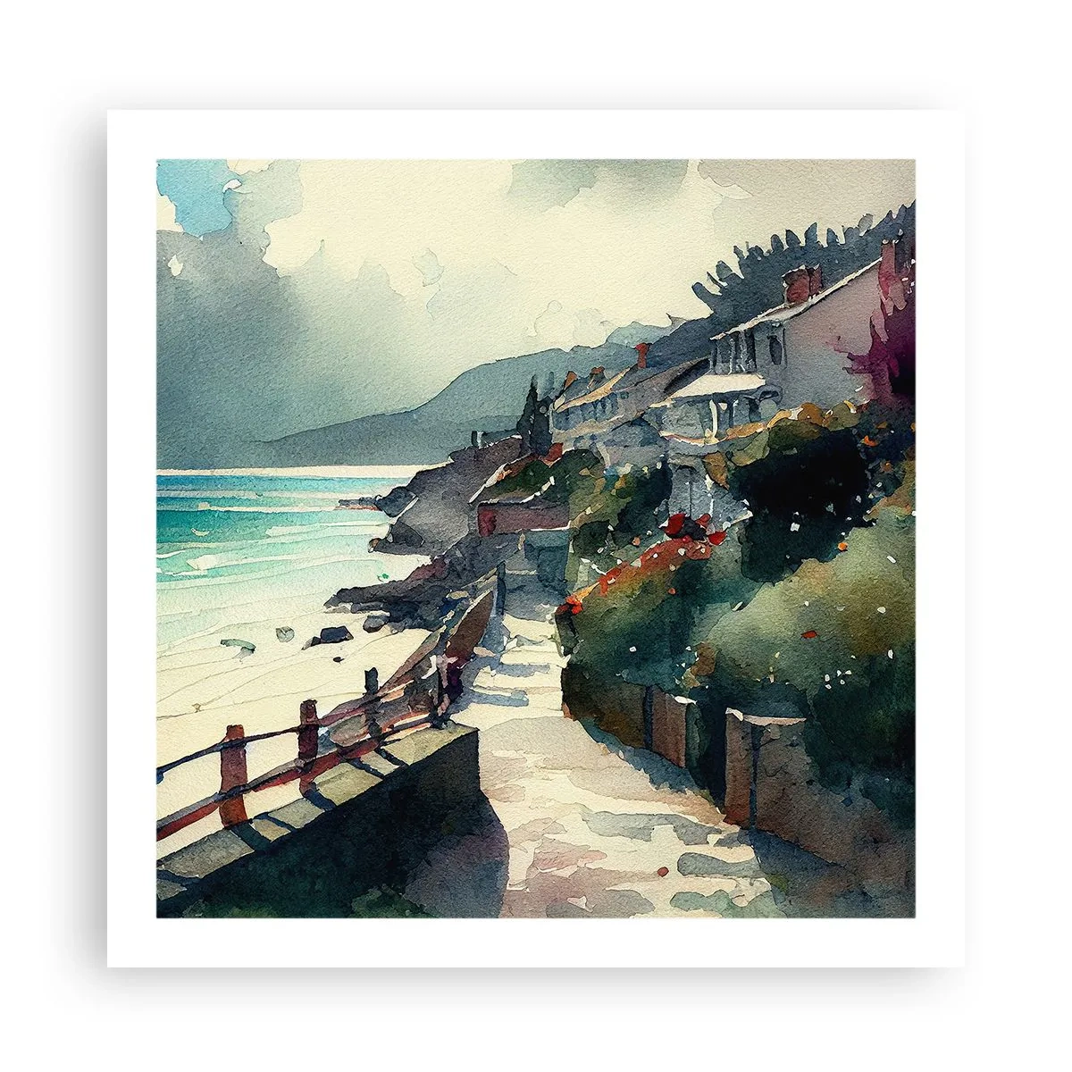 Poster - Mittelmeerstadt - 60x60 cm