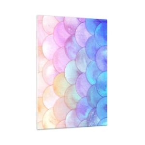 Glasbild - Bild auf glas - Abstrakte Schuppen in Pastelltönen - 70x100cm - Perlenschuppe - Moderne Wanddekoration für Wohnzimmer und Schlafzimmer ARTTOR