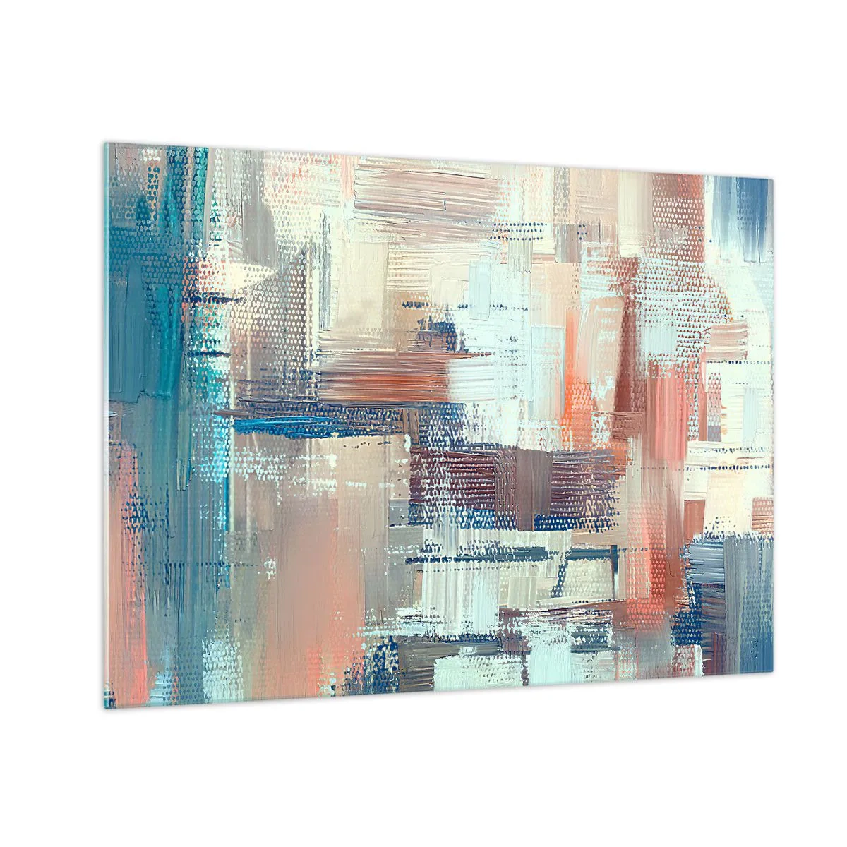 Glasbild - Bild auf glas - Bunte Abstraktion mit horizontalen und vertikalen Pinselstrichen - 70x50cm - Zum Licht kommen - Moderne Wanddekoration für Wohnzimmer und Schlafzimmer ARTTOR