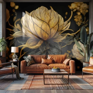 Maßgeschneiderte Fototapete Premium Sand - Subtile Zerbrechlichkeit - Blume, Art Deco, Glanz