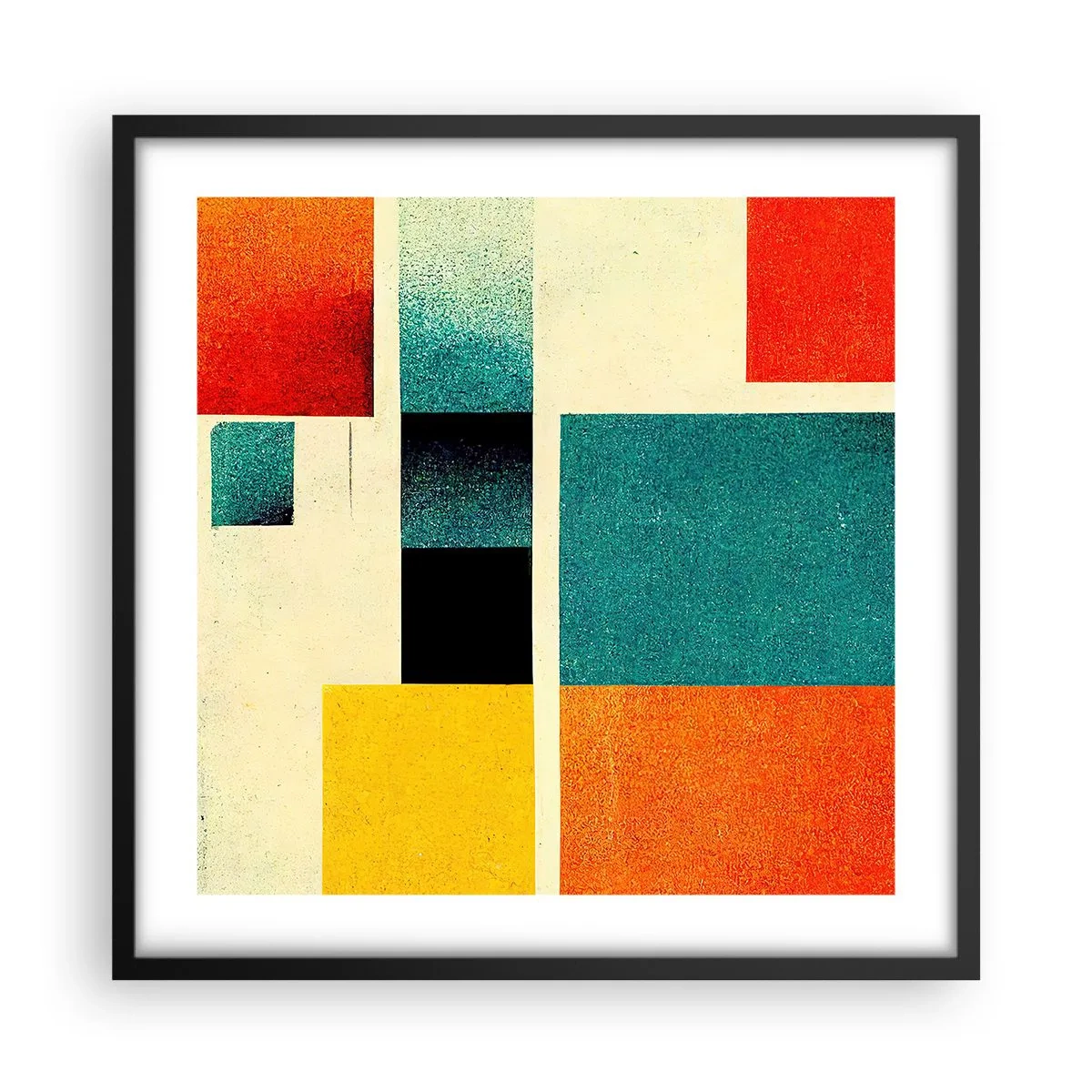 Poster in einem schwarzem Rahmen - Geometrische Abstraktion – gute Energie - 50x50 cm