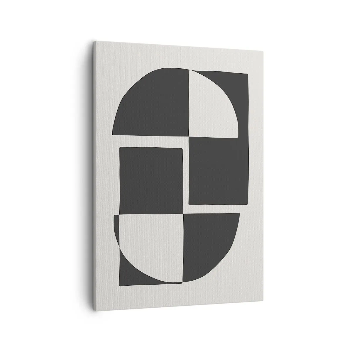 Bild auf Leinwand - Leinwandbild - Abstrakte geometrische Formen in Schwarz und Weiß - 50x70cm - Antithese - Synthese - Moderne Wanddekoration für Wohnzimmer und Schlafzimmer ARTTOR