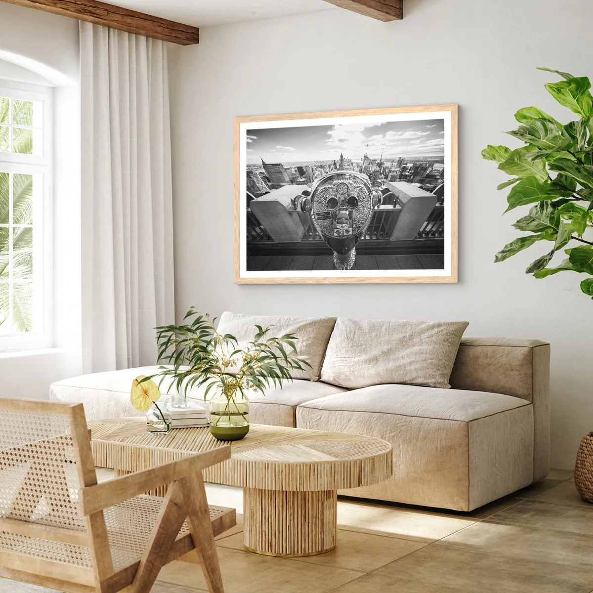 Poster in einem Rahmen aus heller Eiche - Stadt über den Städten - 50x40 cm