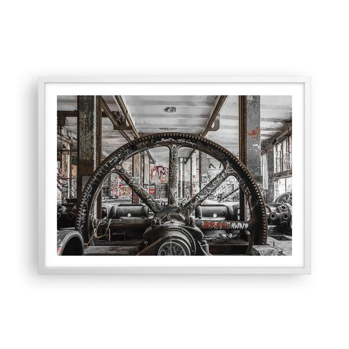 Poster in einem weißen Rahmen - Das geheime Leben der Fabrik - 70x50 cm