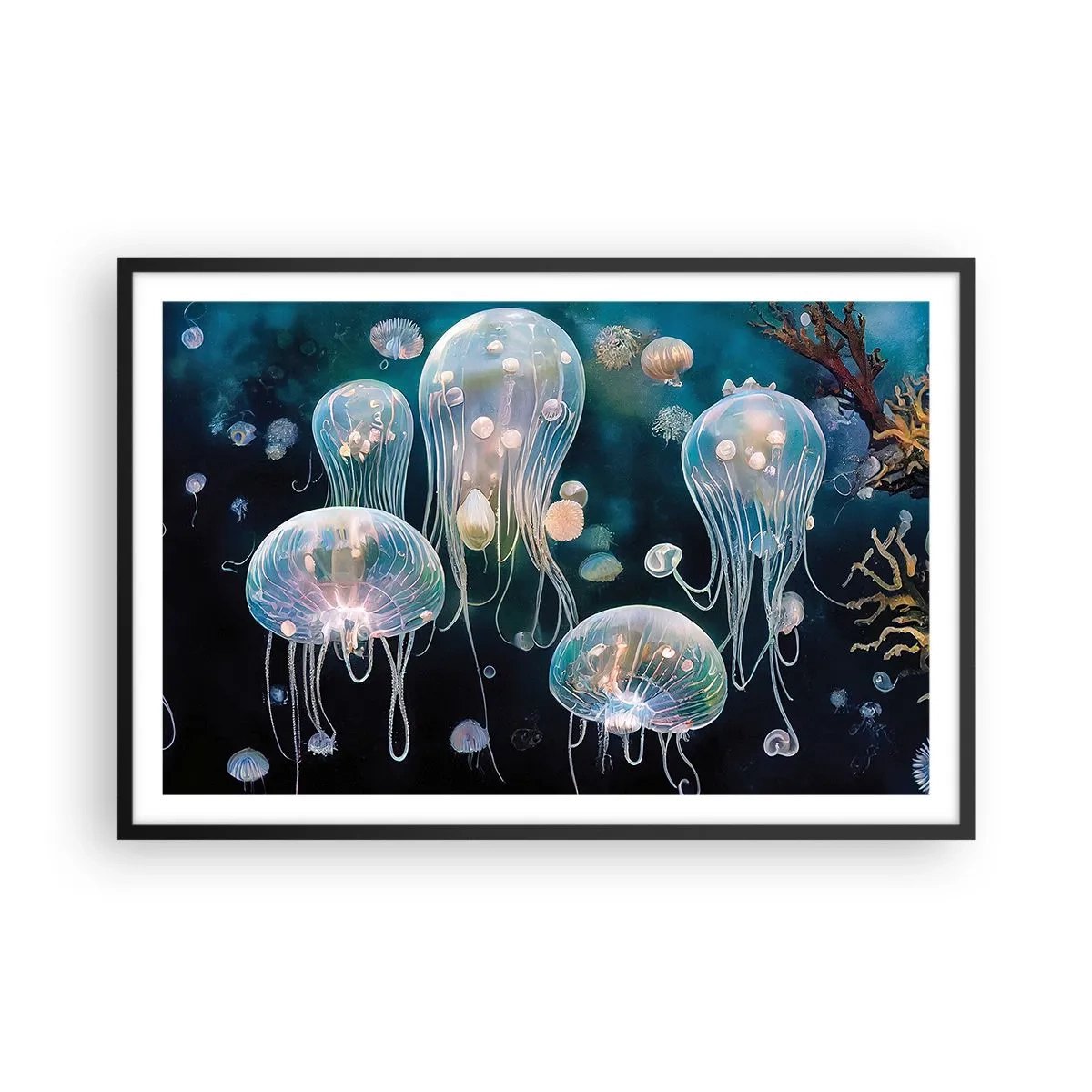 Poster in einem schwarzem Rahmen - Unterwasserball - 91x61 cm