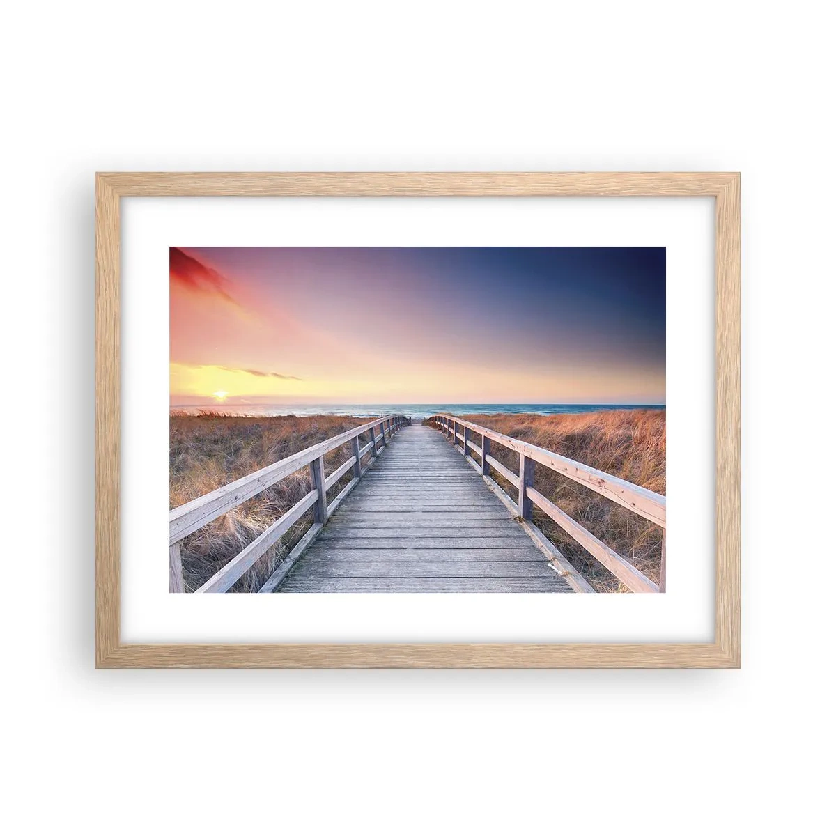 Poster in einem Rahmen aus heller Eiche - Baltische Abend-Aurora - 40x30 cm