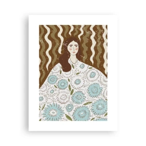 Poster - Porträt im floralen Gewand - 30x40 cm