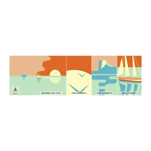 Fototapetenmuster Standard Eco - Die perfekte Meereslandschaft - Abstraktion, Segelschiff, Laterne - 100x30 cm