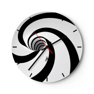 Wanduhr - Glasuhr - Dynamische Schwarz-Weiß-Spirale - 30x30cm - Dem Wirbel nachgeben? - Moderne Wanddekoration für Wohnzimmer, Küche und Schlafzimmer ARTTOR