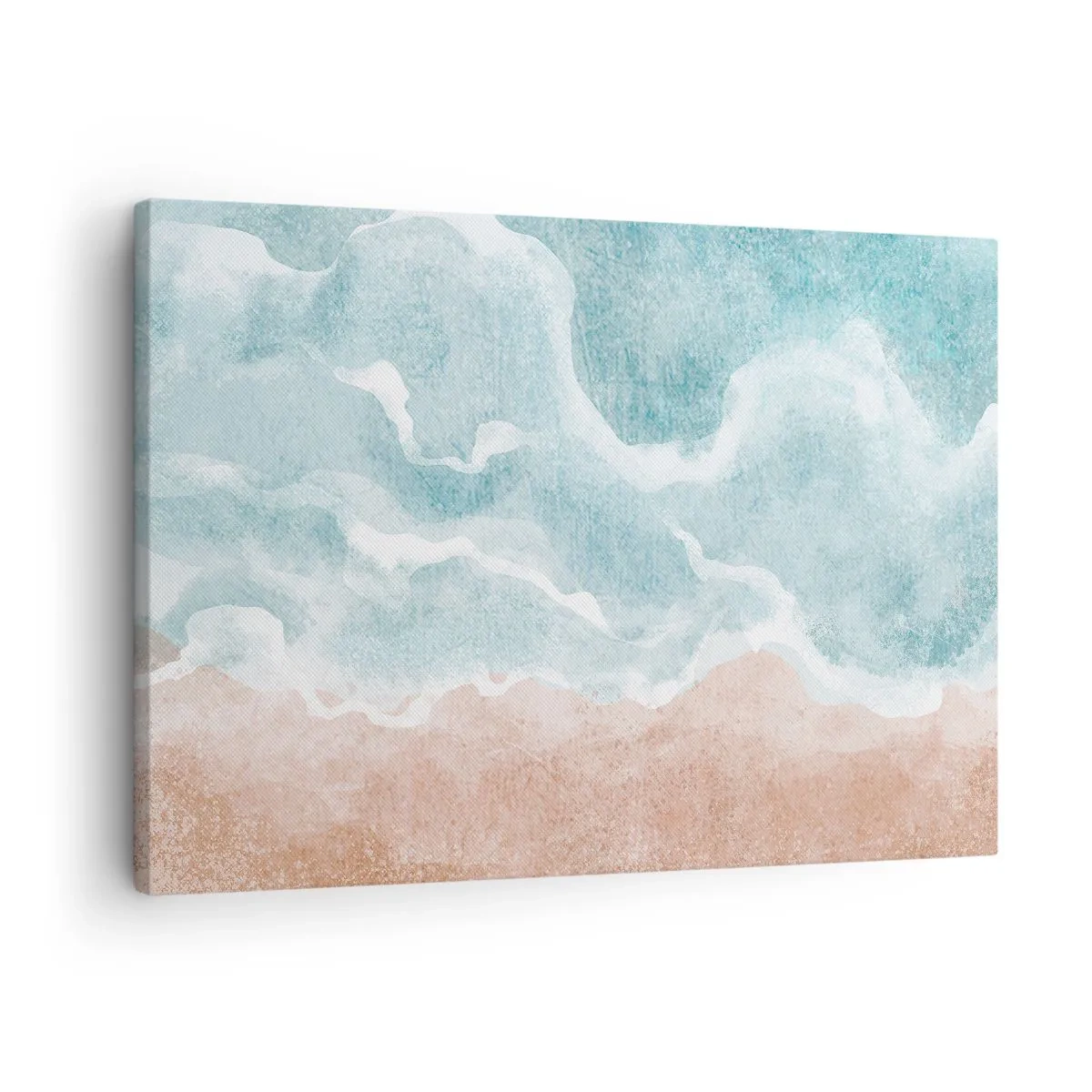 Bild auf Leinwand - Leinwandbild - Abstrakter Strand mit Wellen in Blau- und Beigetönen - 70x50cm - Cloud-Abstraktion - Moderne Wanddekoration für Wohnzimmer und Schlafzimmer ARTTOR