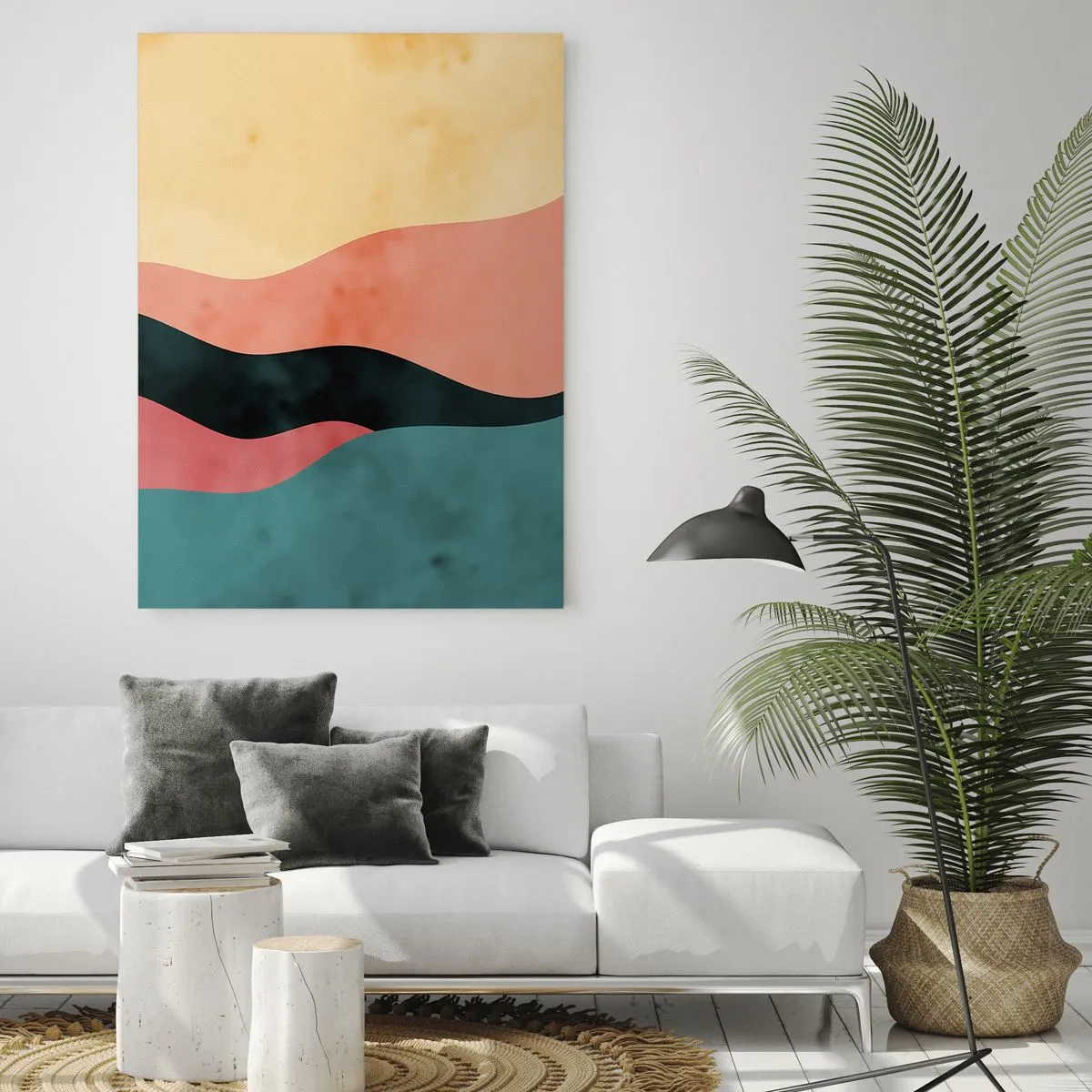 Glasbild - Bild auf glas - Abstrakte Wellen in Pastellfarben - 70x100cm - Konforme Nichtkonformität - Moderne Wanddekoration für Wohnzimmer und Schlafzimmer ARTTOR